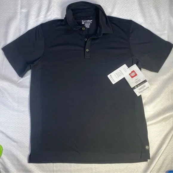 686 Men’s Everywhere Tech Polo Black Polo Shirt Size-Medium - Picture 2 of 13